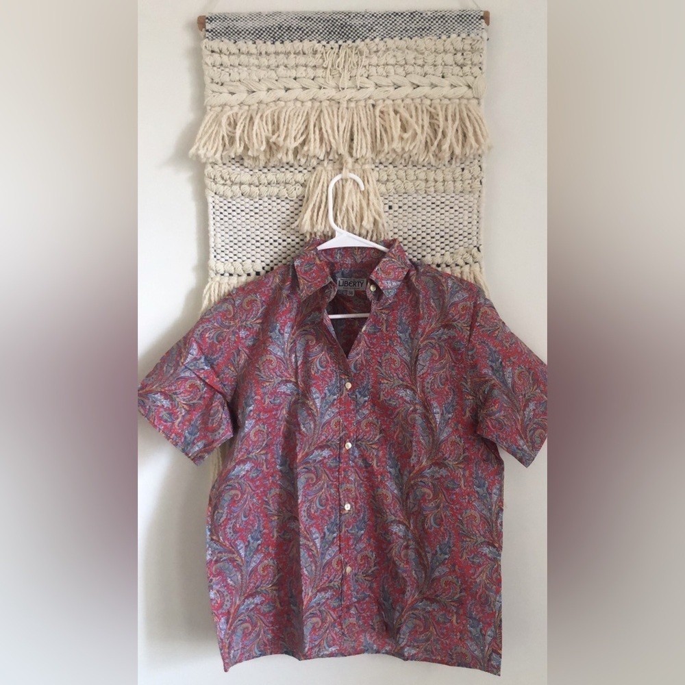 Liberty of London Men’s Button Down Floral Paisley Short Sleeve Shirt